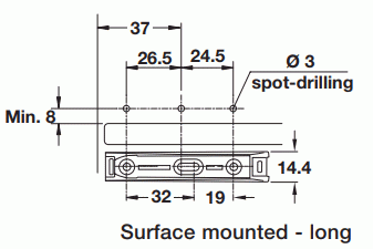 Surface mounted drilling diagram for touch latch