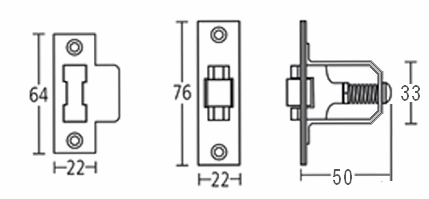 Diagram showing dimensions of the heavy duty adjustable roller catch from Zoo hardware