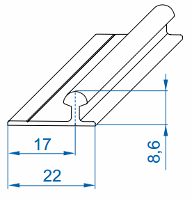 Dimensions of the Ares 2 sliding door gear track