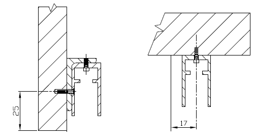 Diagram showing how the Karcher Design Sunrise glass sliding door kit can be ceiling or wall mounted