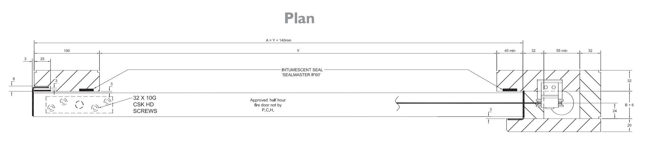 Surface / Wall Mounted FD30 Fire Rated Sliding Door Track System With