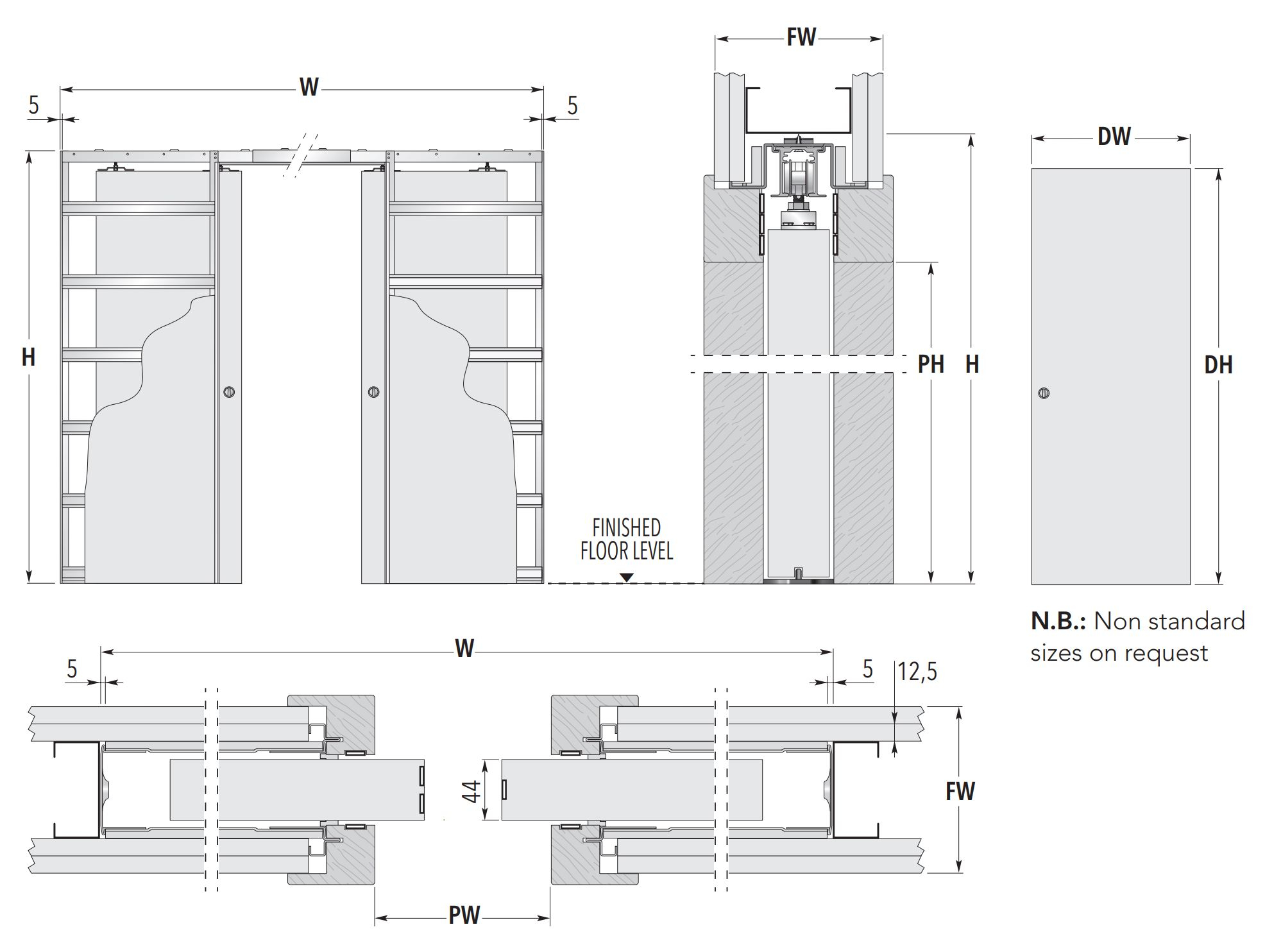 Eclisse Fire Rated Sliding Pocket Door System Double Fire Door FD30