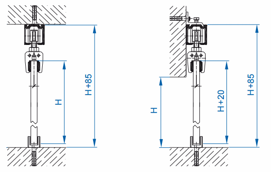 Ceiling & Wall Mounting Options For Herkules Glass Sliding Door Gear