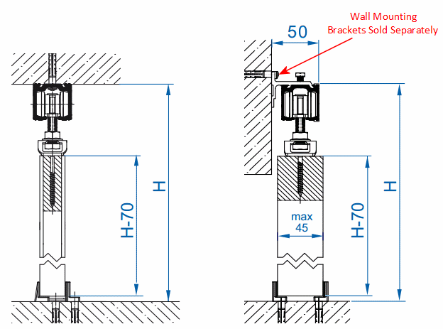 Sliding Door Gear System For Timber Doors Up To 60kg In Weight