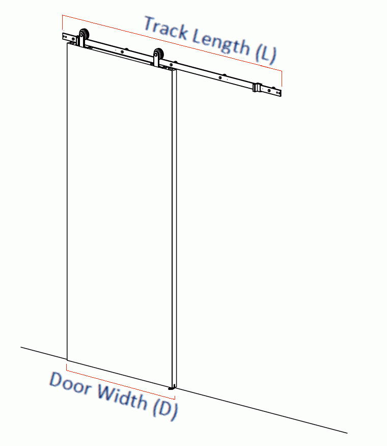Luna - Sliding Door Gear With Top Hung Fixing Brackets & Exposed Roller Wheels - Track Length