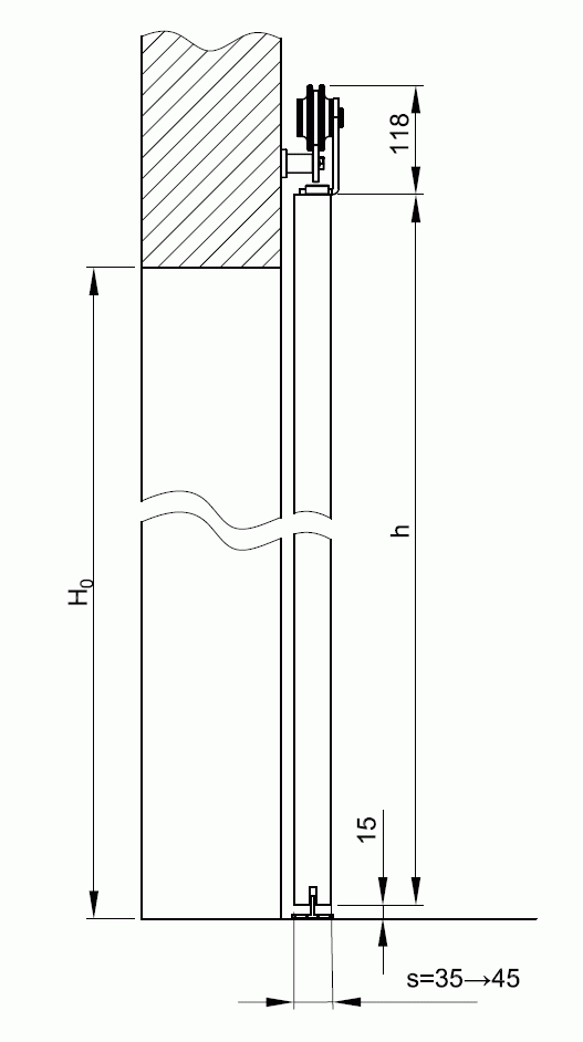 Luna - Sliding Door Gear With Top Hung Fixing Brackets & Exposed Roller Wheels - Dimensions