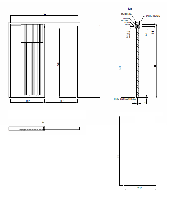 Adjusable Sliding Pocket Single Door Kit To Suit Doors 626mm