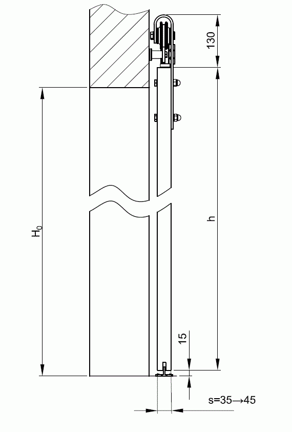 Rea Barn Style Sliding Door Gear With Face Fix Straps - Dimensions