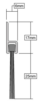 Dimensions of the stormguard bottom of door brush type draught seal