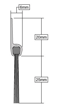 Dimensions of the stormguard bottom of door brush type draught seal