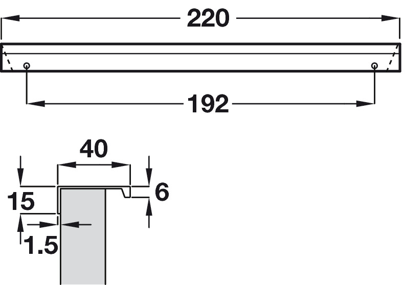 trim-handle-edge-pull-220mm-length-stainless-steel-effect-diagram